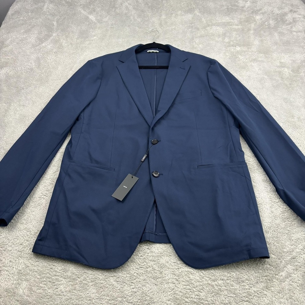 NWT Sene‎ Blazer Jacket Mens 46 Blue FlexTech Single Breasted Business Formal